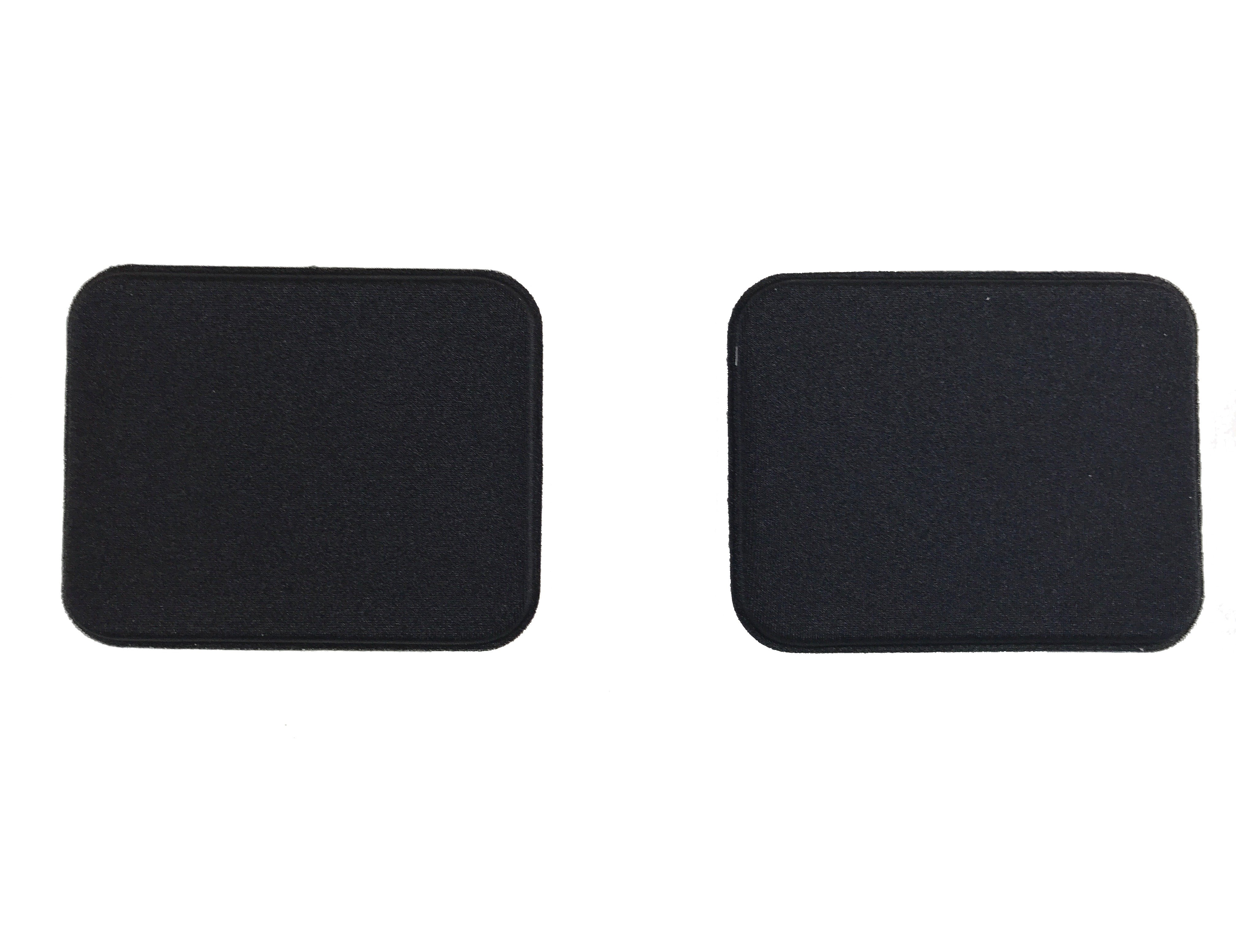 Two black square patches on a white background, perfect for clothing repair or embroidery work.