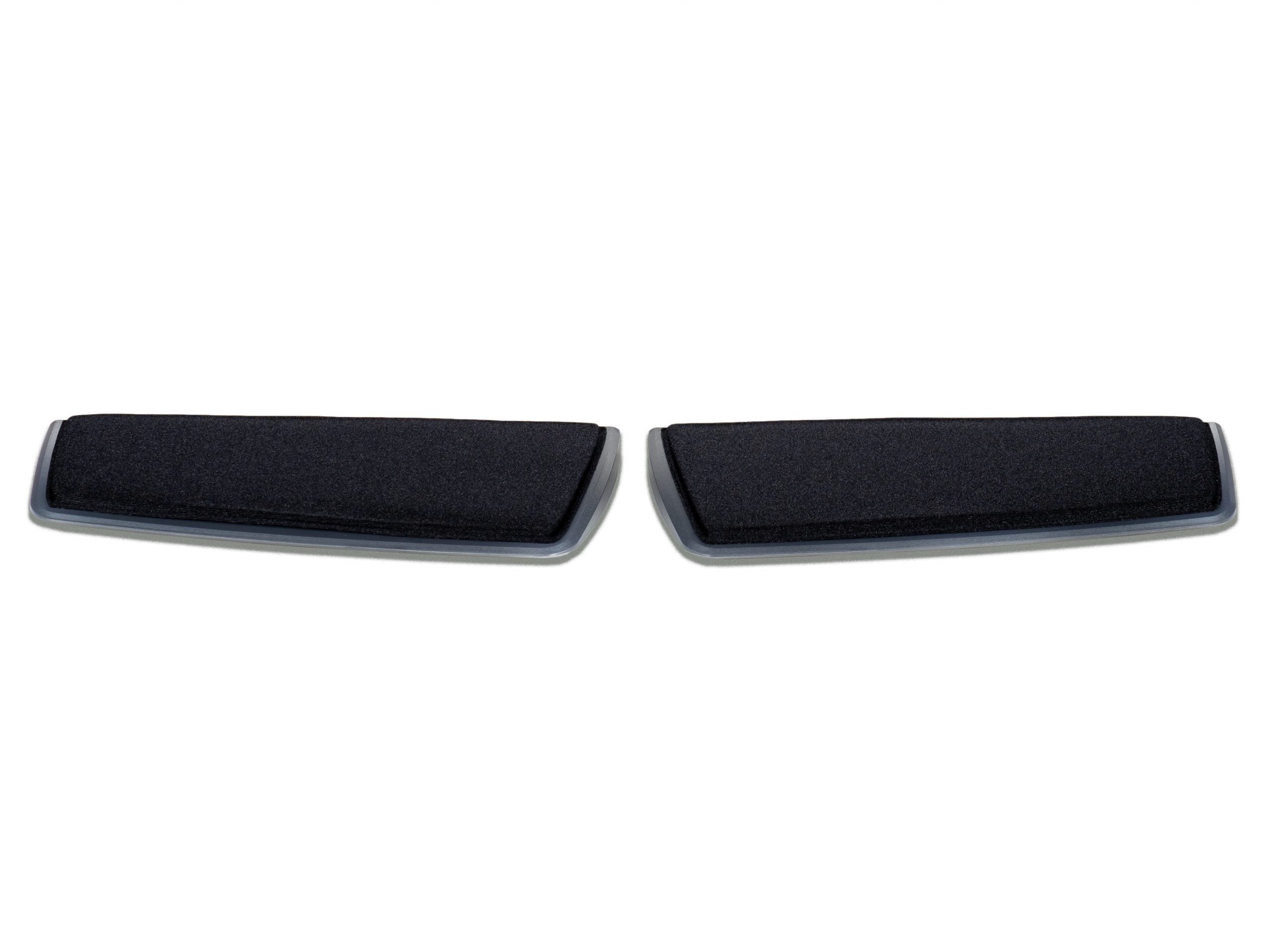 Black ergonomic chair armrest pads for office comfort and support, set of two.