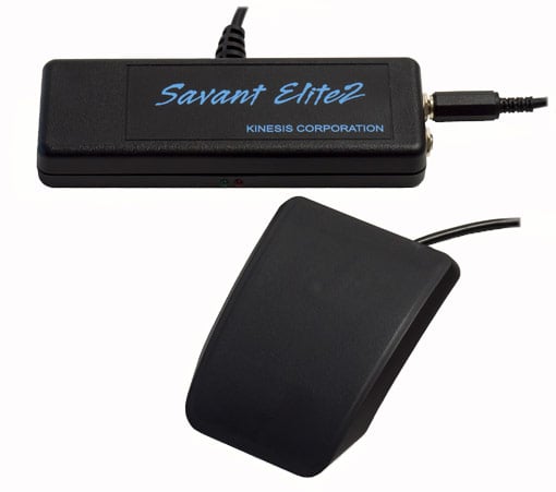 Kinesis Savant Elite2 foot pedal and control box for enhanced computer accessibility and ergonomic support.