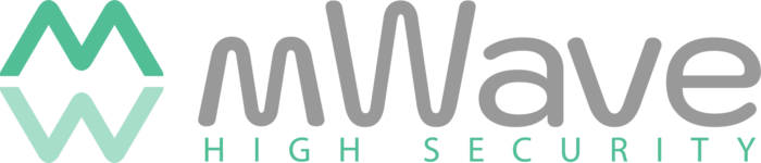 mWave High Security logo with stylized letter M design in teal and grey font.