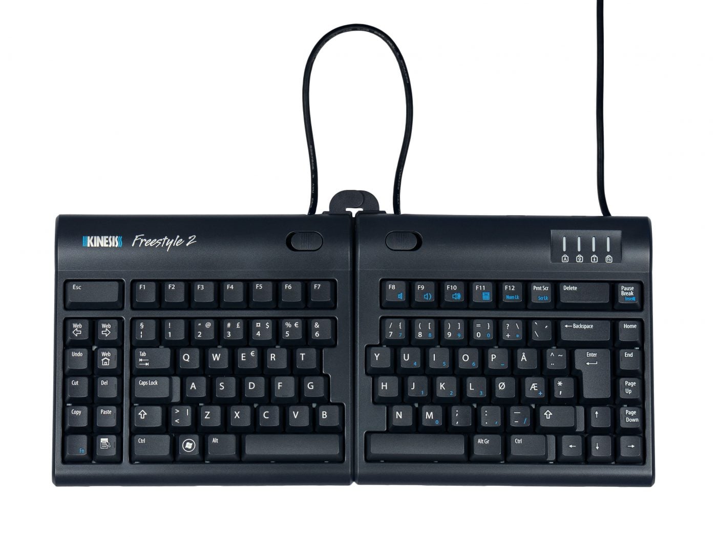 Split ergonomic keyboard with adjustable design for enhanced comfort and usability.
