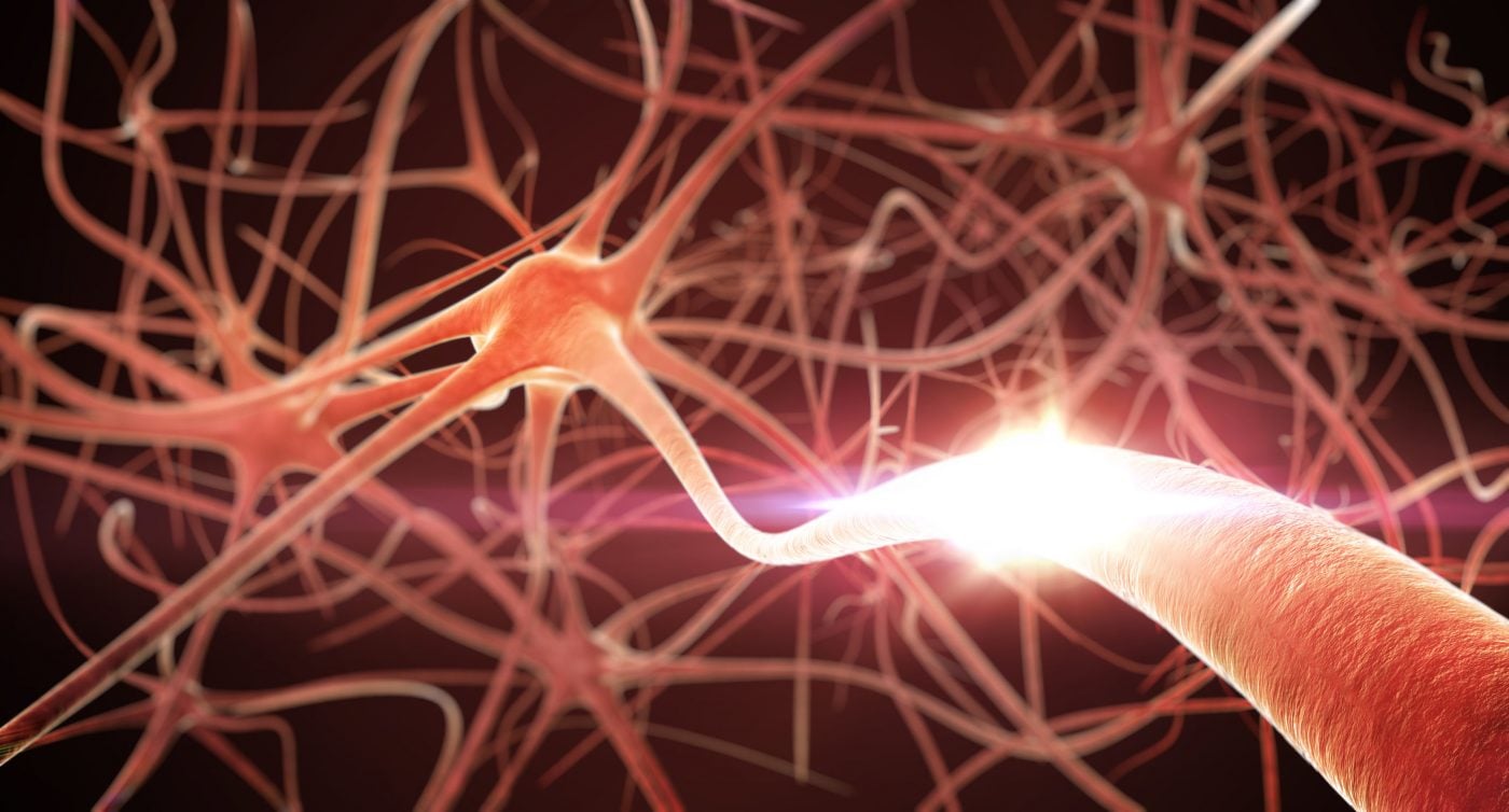 Illustration of neurons and synapses in the brain, highlighting neural connections and signal transmission.